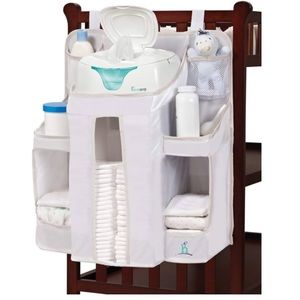 hiccapop Hanging Diaper Organizer for Changing Table and Crib, WHITE
